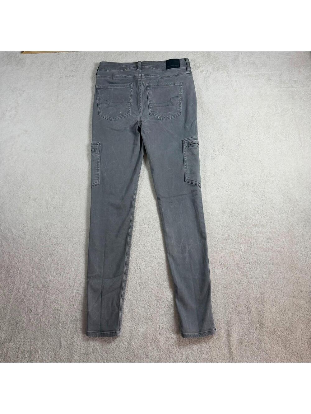 American Eagle Cargo-Inspired Grey Wash Jeans Womens 4 High Rise Zipper